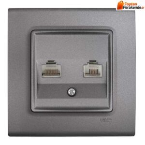 Viko Linnera Life Granit Grisi Data Nümeris Telefon Prizi RJ45 CAT5E - RJ11 (Çerçeve Hariç) 90442035